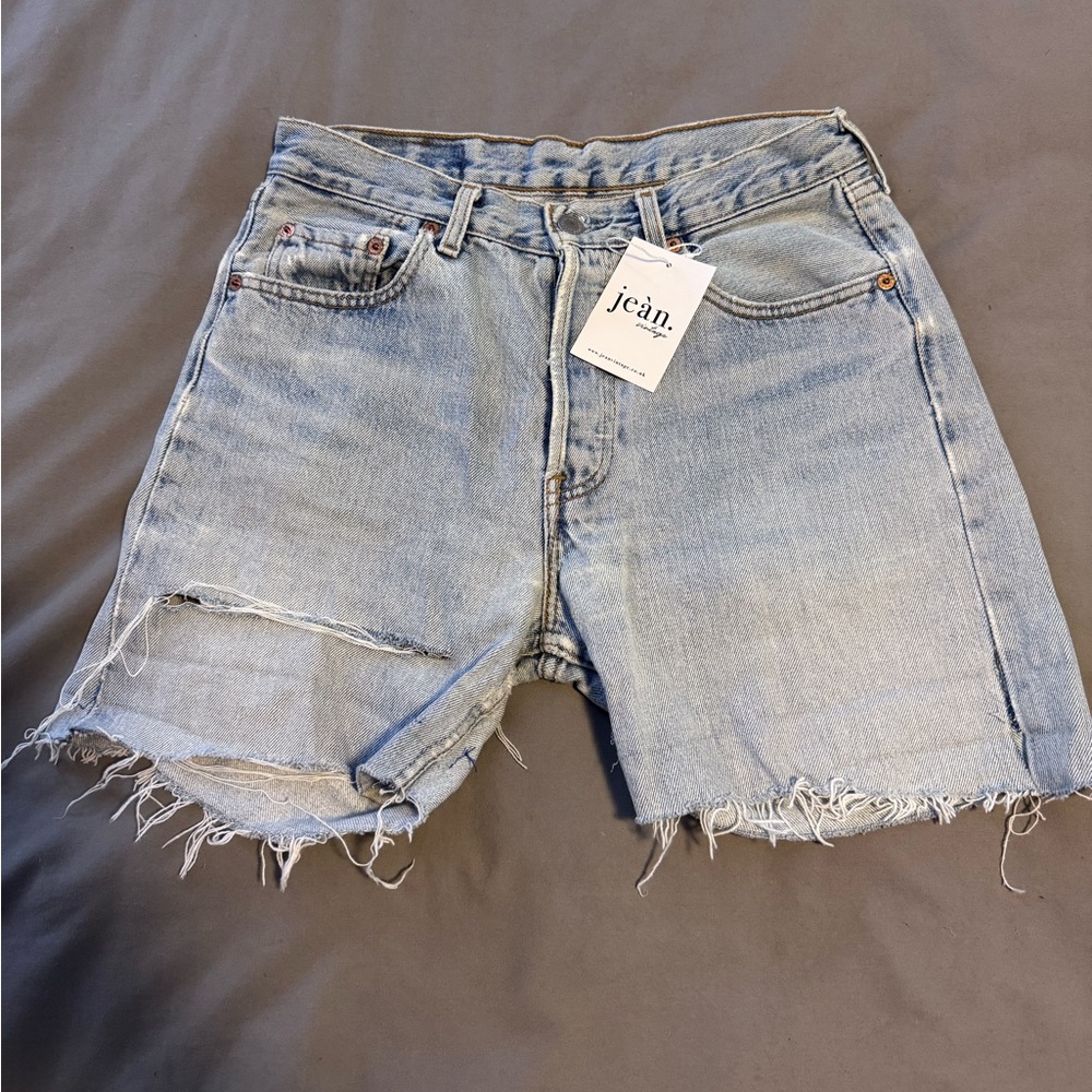 Levi's Light Blue Distressed Jean Shorts